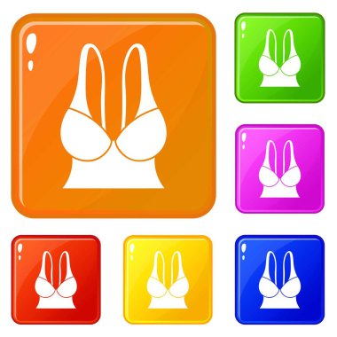 Büyük spor sutyen simgeler vektör renk ayarla