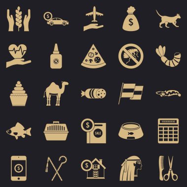 Mısır Icons set, basit tarzı