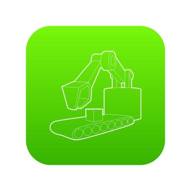 Büyük Ekskavatör yeşil simge vektör