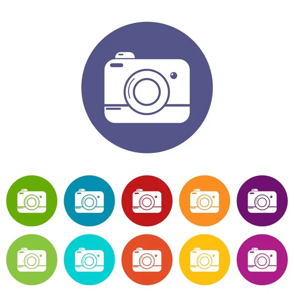 Iconos de cámara de fotos set vector de color — Archivo Imágenes Vectoriales
