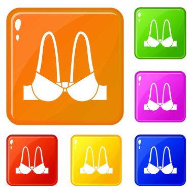 Küçük sutyen simgeler vektör renk ayarla