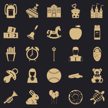 Çocuk Merkezi Icons set, basit tarzı