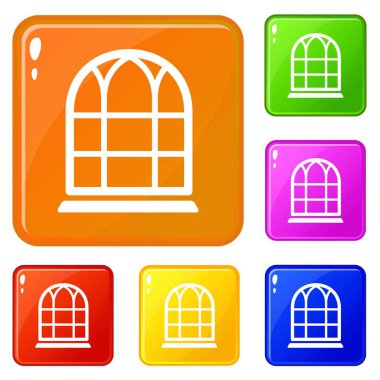 Büyük pencere çerçeve simgeler vektör renk ayarla