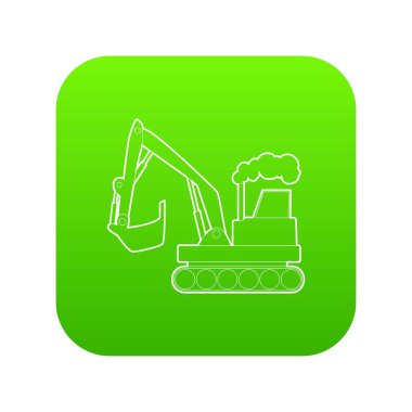 Beyaz arka plan üzerinde izole Ekskavatör yeşil simge vektör