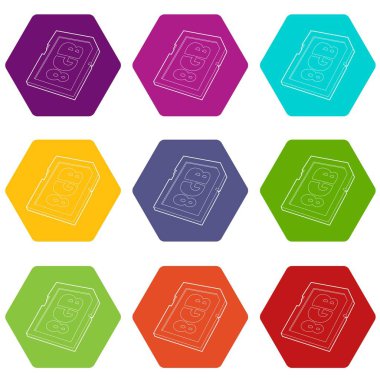 9 vektör bellek kartı 8 gb Icons set