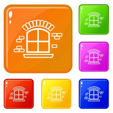 Küçük bir pencere çerçeve simgeler vektör renk ayarla