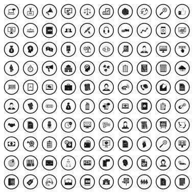 100 iş işlemi simgeler kümesi, basit tarzı 