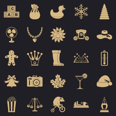 Çocuklar Icons set, basit tarzı