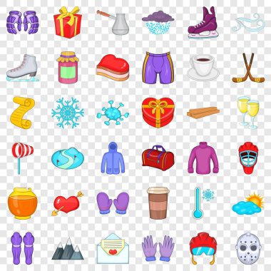 Kış frost simgeler ayarla, tarzı çizgi film