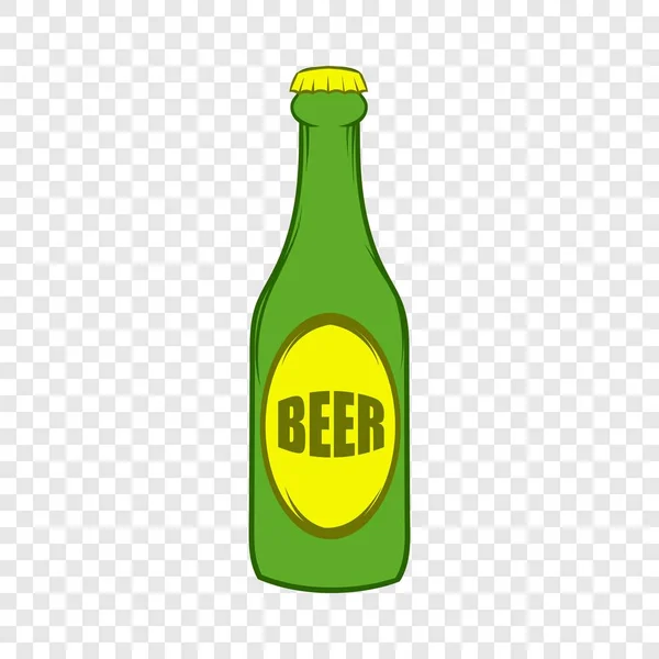 Botella verde de icono de la cerveza, estilo de dibujos animados — Vector de stock