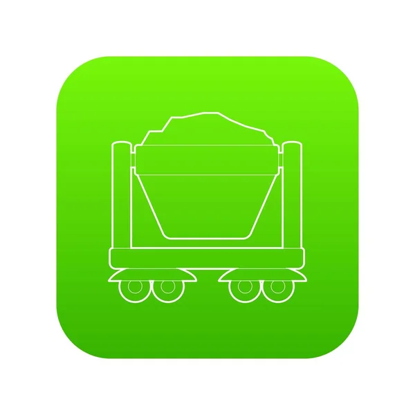 Minenwagen Symbol grüner Vektor — Stockvektor