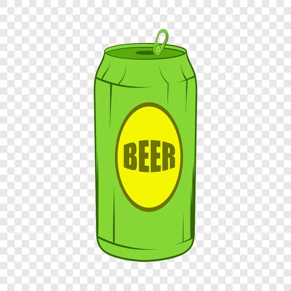 Icono lata de cerveza verde, estilo de dibujos animados — Vector de stock