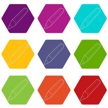 Web için beyaz izole kalem simgeler 9 set coloful