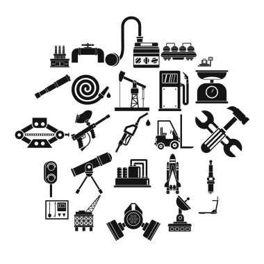 Mücadele Icons set, basit tarzı