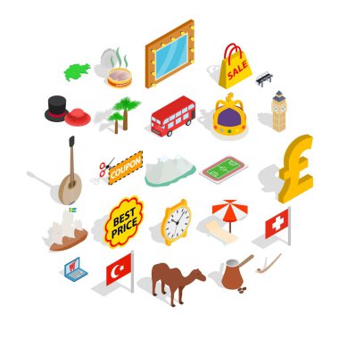 Avrupa Birliği Icons set, izometrik stili