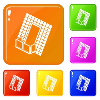 Balkon çatı Icons altında vektör renk ayarla