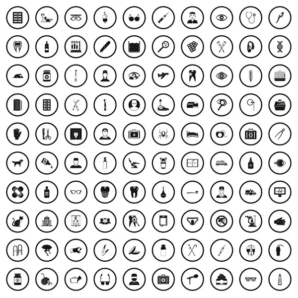 100 hand ikoner set, enkel stil — Stock vektor