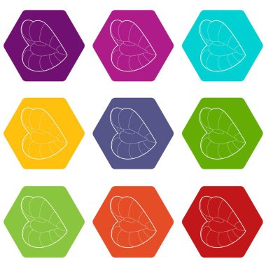 9 vektör erotik açık ağız Icons set