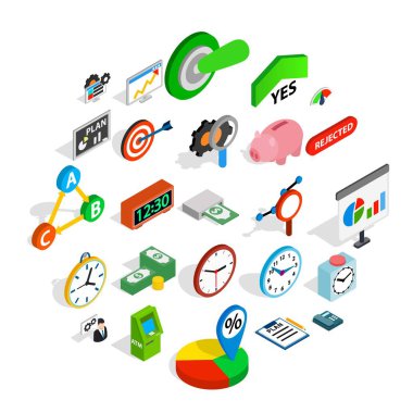 Para Satım Icons set, izometrik stili