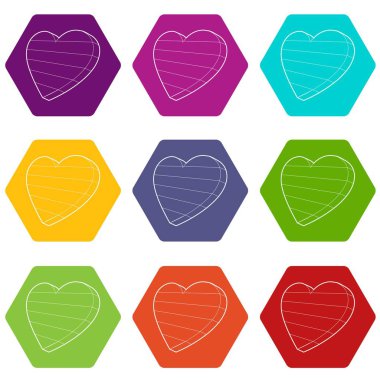 LGBT kalp sembol simgeler 9 vektör ayarla