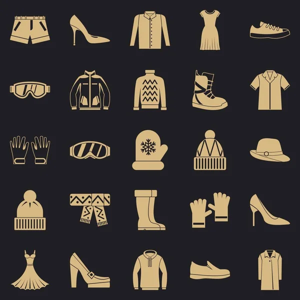 Conjunto de iconos de venta de ropa, estilo simple — Vector de stock