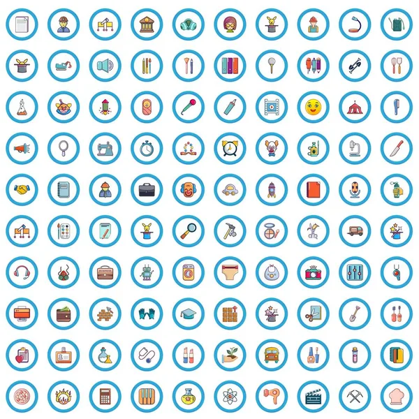 Conjunto de ícones de 100 assistentes, estilo cartoon — Vetor de Stock