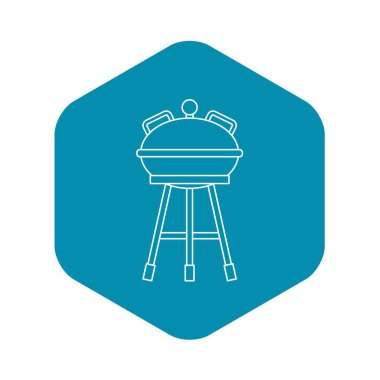 Kamp çaydanlığı Barbekü simgesi, anahat stili