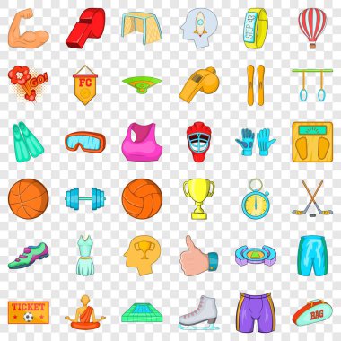 Etkin aksesuarları Icons set, karikatür tarzı