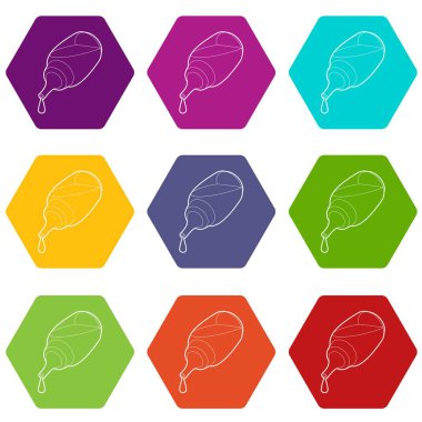 9 vektör Vaping suyu şişe Icons set