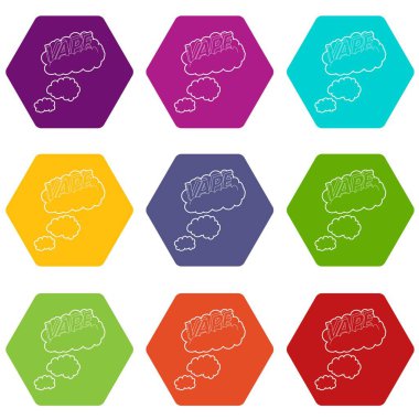 9 vektör Vape bulutlar Icons set
