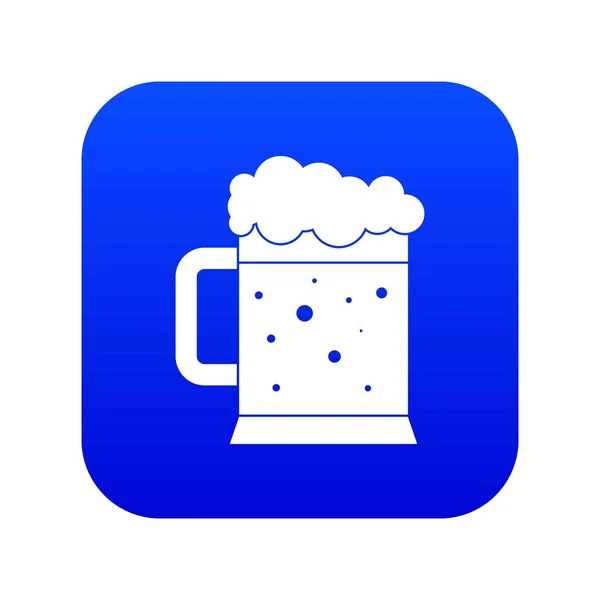 Pivo hrnek ikonu digitální modrá — Stockový vektor