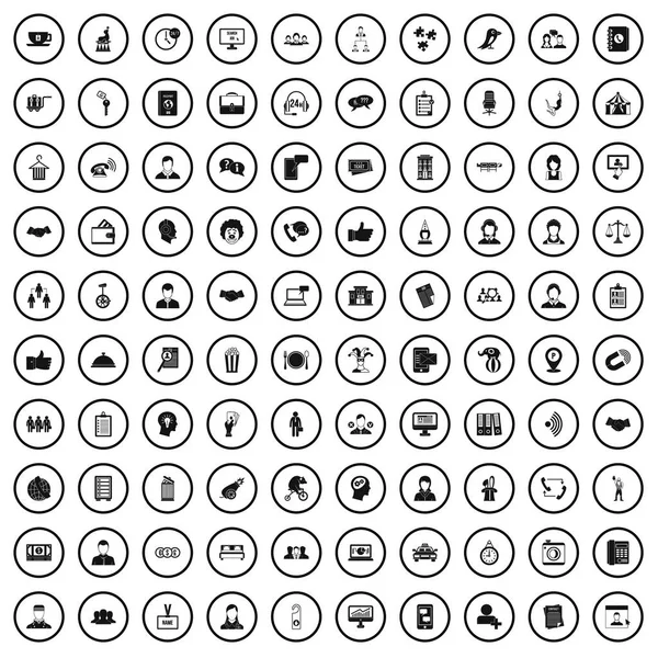 100 samenhang iconen set, eenvoudige stijl — Stockvector