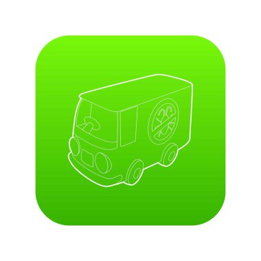 Dezenfeksiyon araba yeşil simge vektör