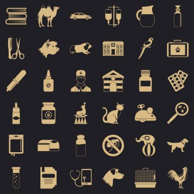 Veteriner hastalık Icons set, basit tarzı