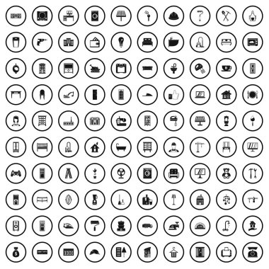 basit tarzda 100 rahat ev Icons set 