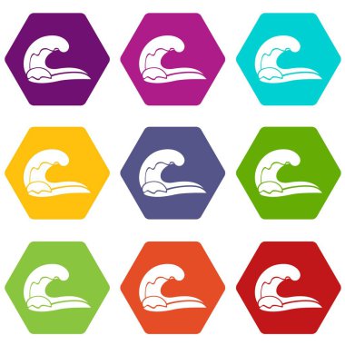 9 vektör yüksek dalga Icons set