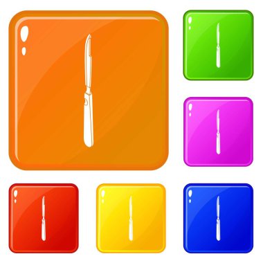 Tıbbi neşter simgeler vektör renk ayarla