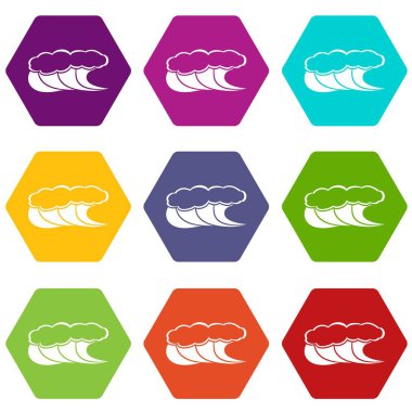 Köpük simgelerle yüksek dalgalar 9 vektör ayarla