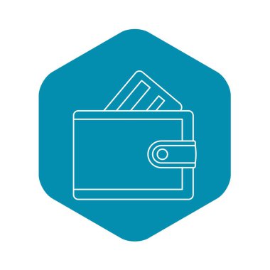 Kredi kartı simgesi, anahat stili ile cüzdan