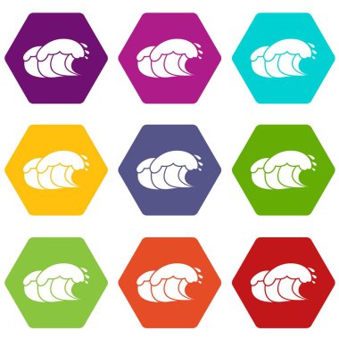 Köpük simgeleri ile dalga okyanus 9 vektör ayarla