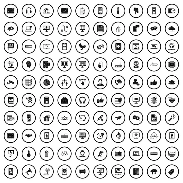 100 通信图标集，简单的样式 — 图库矢量图片