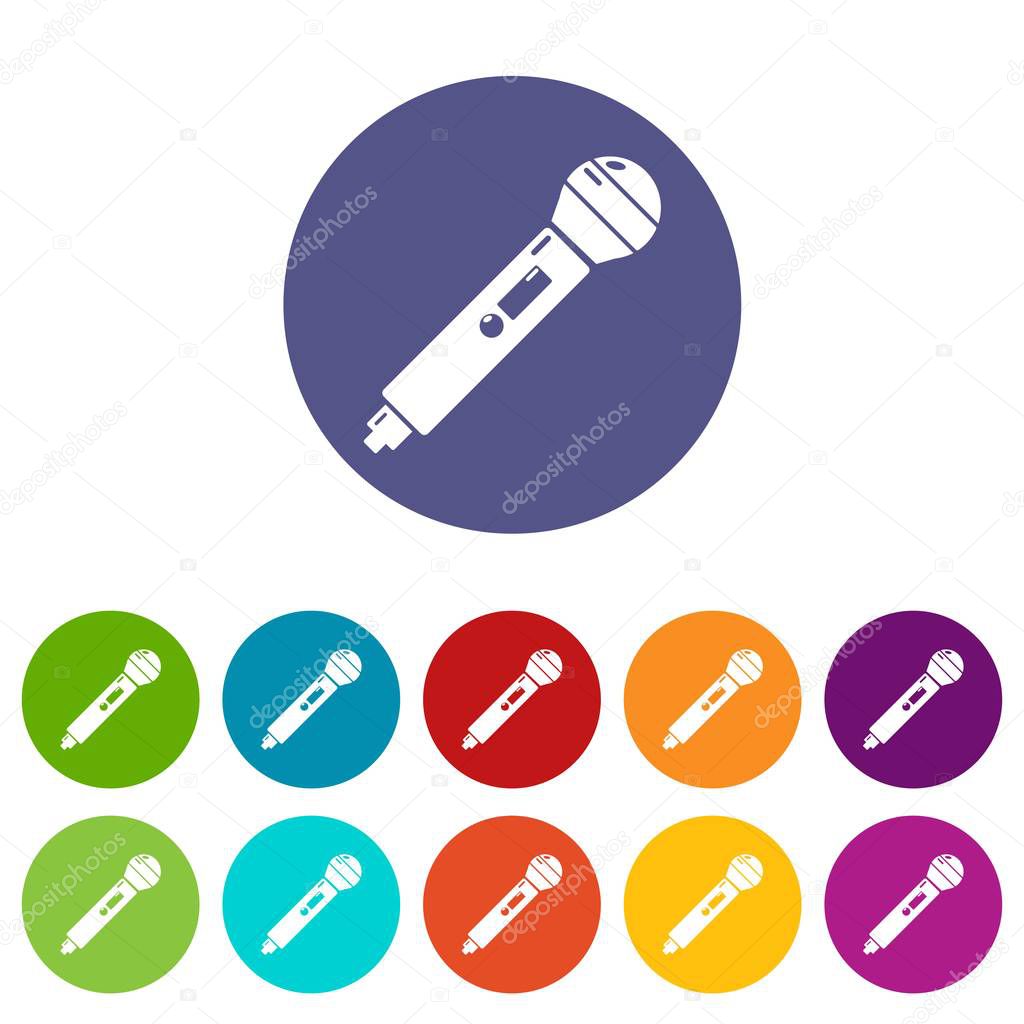 Microphone icons set vector color