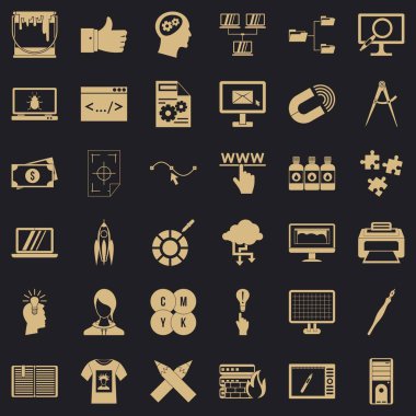 Web Pazarlama Icons set, basit tarzı