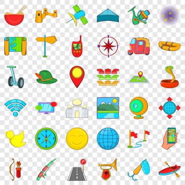 Boş zaman faaliyetleri Icons set, karikatür tarzı