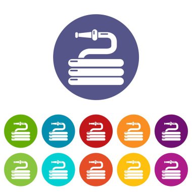 Bahçe Sulama hortumu simgeler vektör renk ayarla