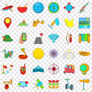 Macera Icons set, karikatür tarzı