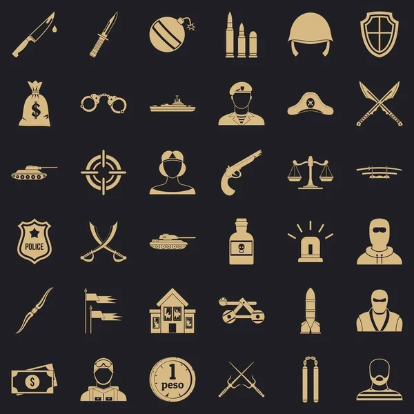 Savaş silah Icons set, basit tarzı