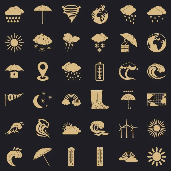 Deszczowa pogoda zestaw ikon, prosty styl — Wektor stockowy