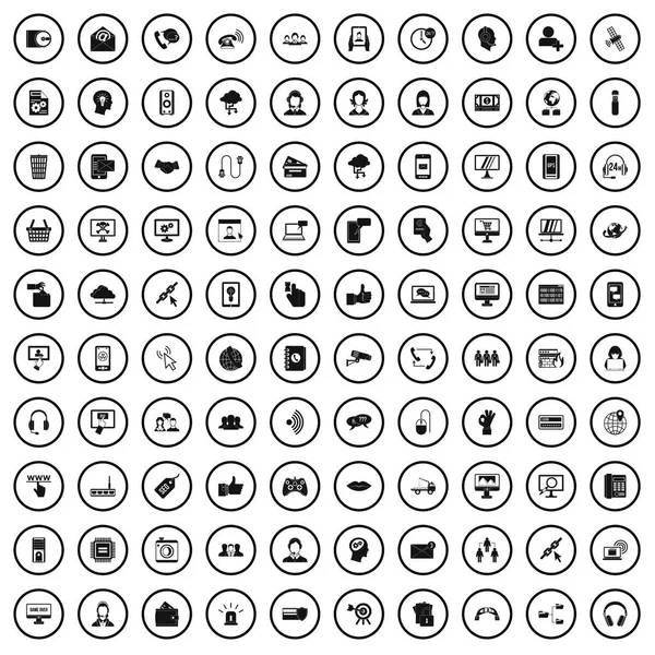 100 Conjunto de iconos de contacto, estilo simple — Vector de stock