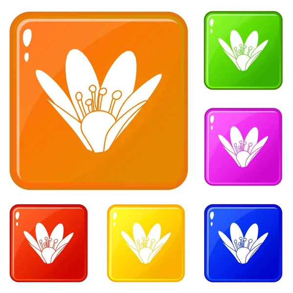 Çevre çiçek simgeler vektör renk ayarla